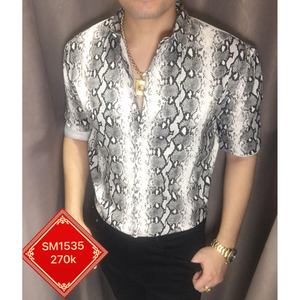 Áo sơ mi họa tiết da rắn SM1535 có size lớn dành cho người trên 80kg 90kg ,không nhăn,đường may 2 chiều