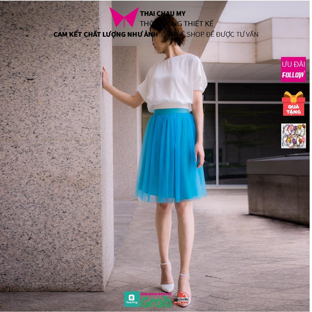 Chân váy công sở thiết kế vải lưới chân váy xòe thờ trang công sở Thái Châu Mỹ