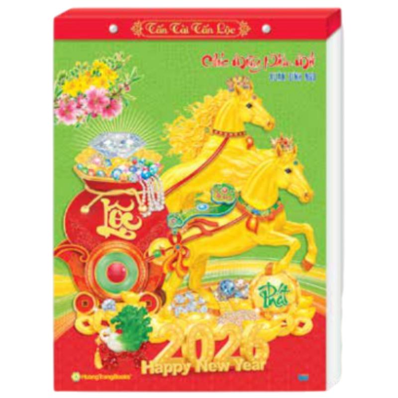 Lịch Bloc Đại Đặc Biệt Màng Co - Chủ Đề Trà &amp; Thư Pháp - Mã Đáo Thành Công - Hương Trang HT14