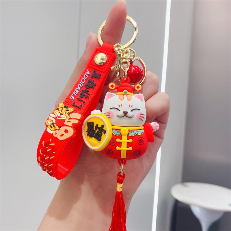 Móc khóa mèo thần tài may mắn có chuông cao cấp đẹp cute hình thú dễ thương phụ kiện túi xách MK7 - Rockcow