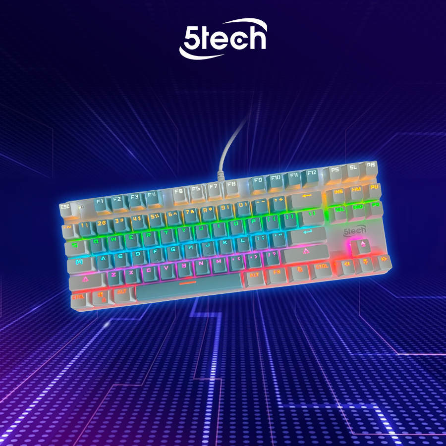 Bàn phím cơ gaming 5TECH Led RGB 10 chế độ nháy cực đẹp, chơi game gõ siêu đã, thiết kế nhỏ gọn dùng cho máy tính, laptop hàng chính hãng