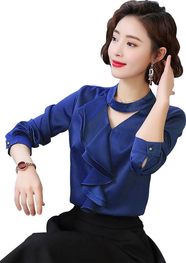 Áo sơ mi cổ phối bèo giọt nước