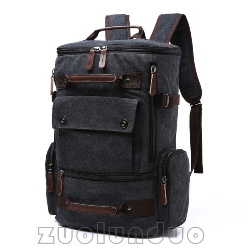 Balo Du Lịch Nam Vải Canvas Cao Cấp Dành Cho Đi Học, Dã Ngoại, Đi Phượt, Đựng Laptop 14 - 17 - Màu Đen