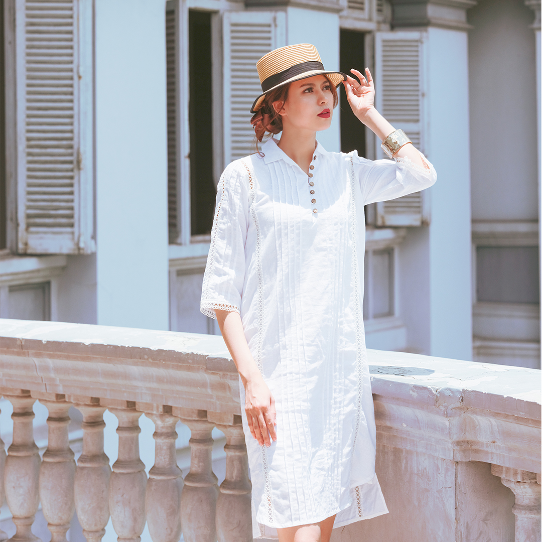 Đầm Linen Suông Đầm Kiểu Đẹp Thời trang thiết kế Hity DRE135