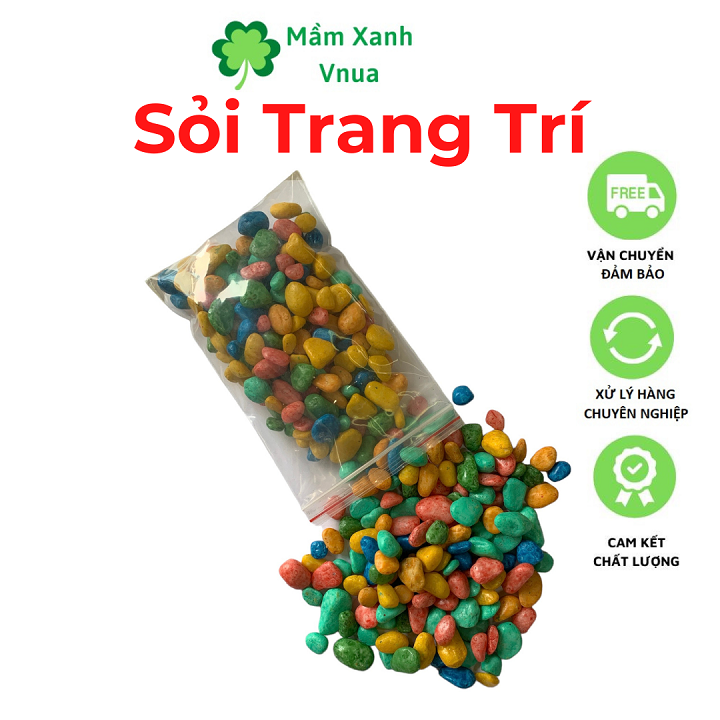 Sỏi Trang Trí Đẹp - Sỏi Nhiều Màu Trang Trí Cây Cảnh 7 Màu - set 200gr