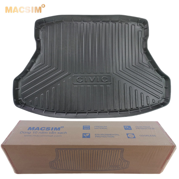 Thảm lót cốp xe ô tô qd Honda Civic 2011-2018  nhãn hiệu Macsim chất liệu TPV cao cấp màu đen