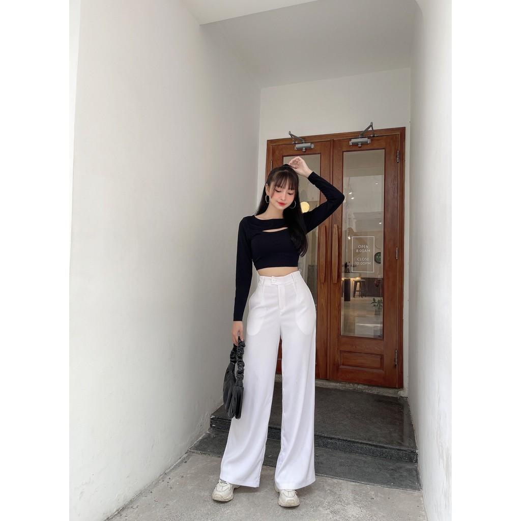 Áo crop top tay dài cut out cực xinh