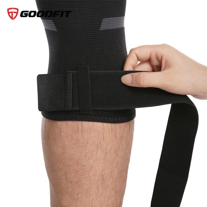 Bó gối thể thao GoodFit 2 trong 1 GF511K (1 chiếc) Bó gối, băng gối thể thao GoodFit dày dặn co giãn 4 chiều, bó gối bóng chuyền kèm dây quấn trợ lực chắc chắn