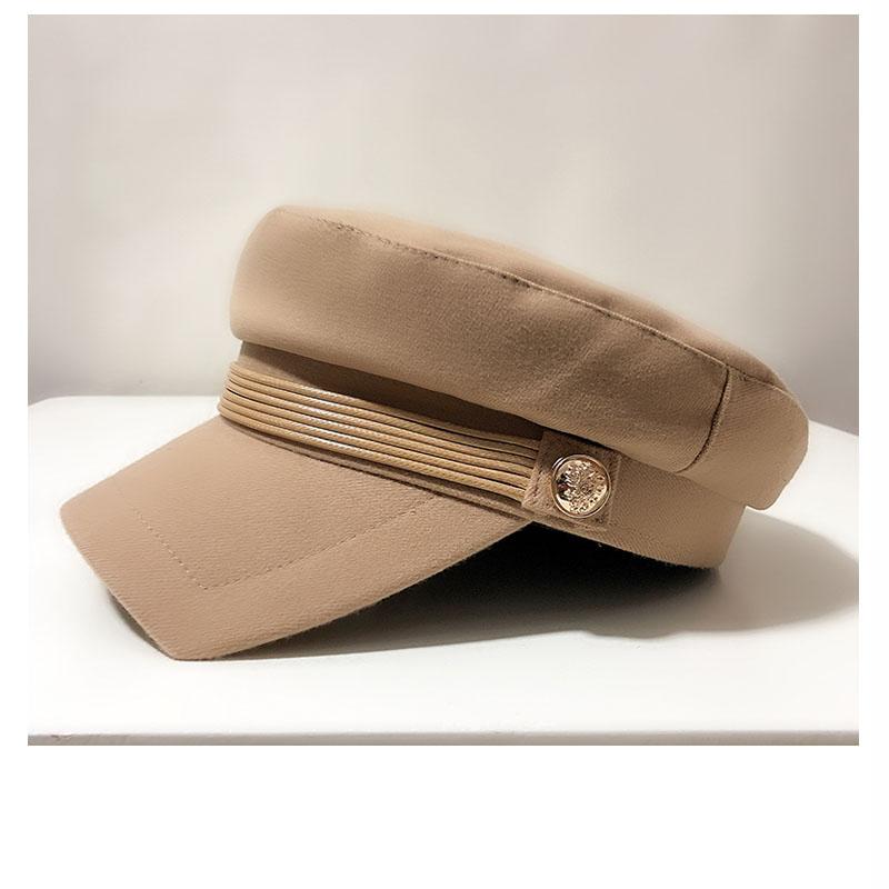 Năm 2020 Quân Đội Nón Nữ Đầu Dẹt Cotton Họa Sĩ Bộ Đội Mũ Len Nữ Xuân Hè Nón Với Dây Chuyền Bạc Hàn Quốc thiết Kế Thời Trang