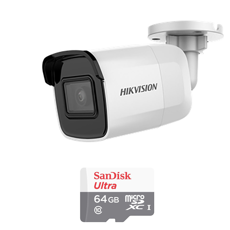 Camera IP WIFI Hikvision DS-2CD2021G1-IW Ngoài Trời 2MP  Và Thẻ Nhớ 64GB - Tặng Kèm Tai Nghe Bluetooth - Hàng chính hãng