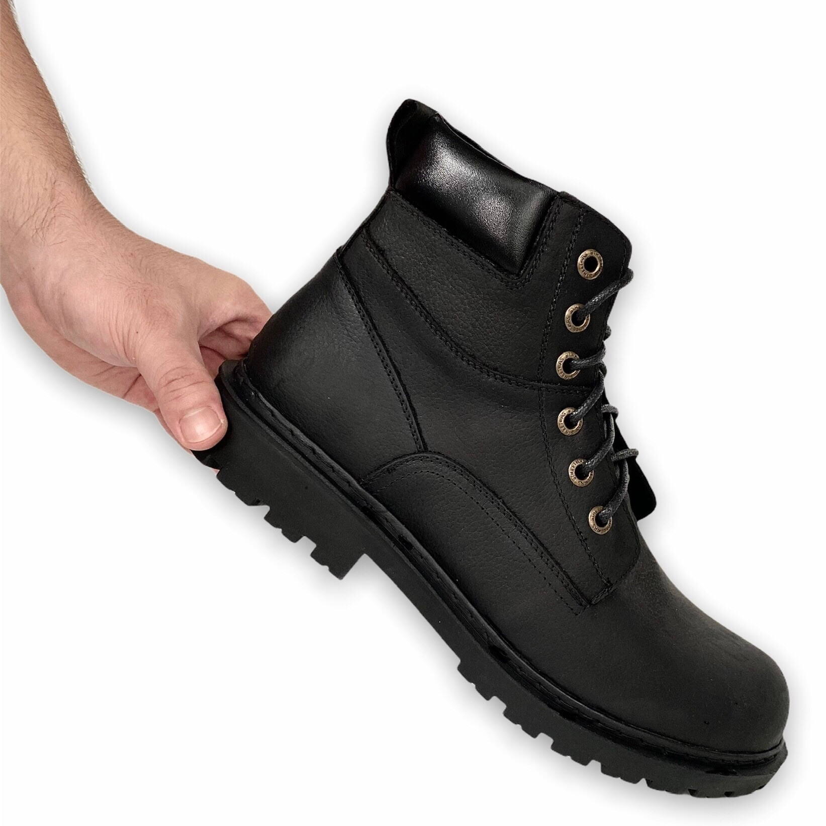 Giày Boots Nam Cổ Cao Da Bò Thật 100 Cao Cấp HN612 Đen Size 38 – 44 – Phối da trơn – 40