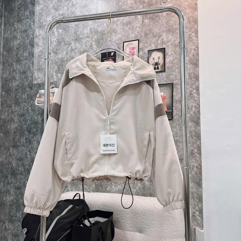 [LZ] Áo khoác da lộn phối dây rút cực chuẩn bao chất-A2200 - Màu nude