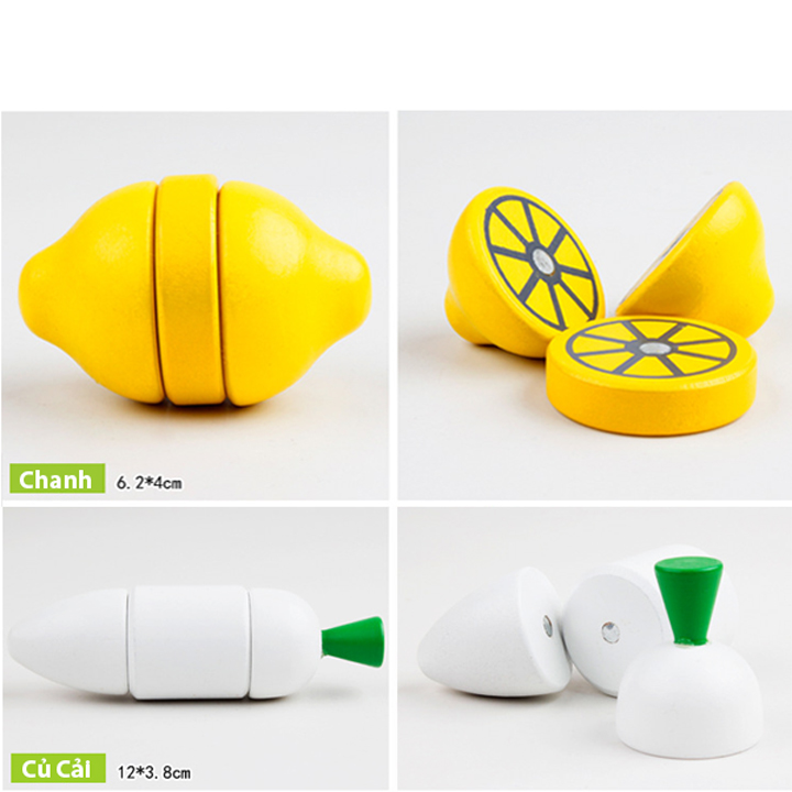 Cắt trái cây nam châm, đồ chơi gỗ đáng yêu, đầy màu sắc cho bé học hỏi và sáng tạo