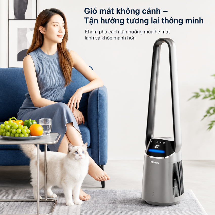 Philips ACR3244BF 2in1 Quạt Không Cánh + Máy Lọc Không Khí Sang Trọng Cho Gia Đình. HÀNG CHÍNH HÃNG
