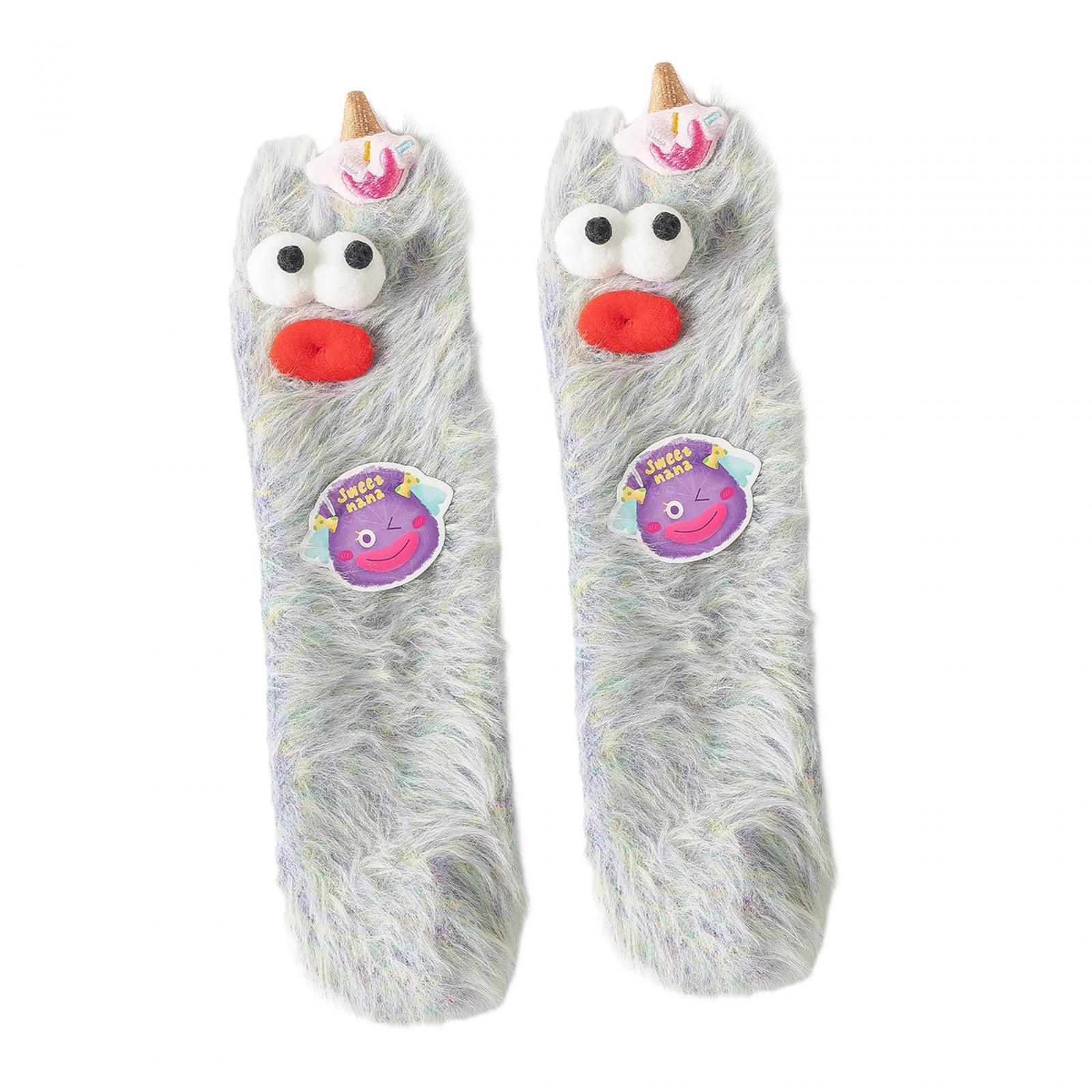 Womens Fuzzy Socks Cartoon Figure Crew Socks Soft Sleeping Socks Winter Warm