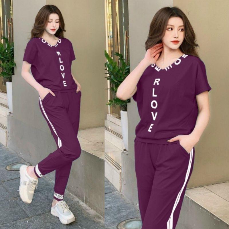 Sét đồ bộ thun nữ chữ love siêu hót mẫu mới đẹp có bigsize, sét bộ đi chơi mặc ơ nhà xinh xắn thời trang cao cấp