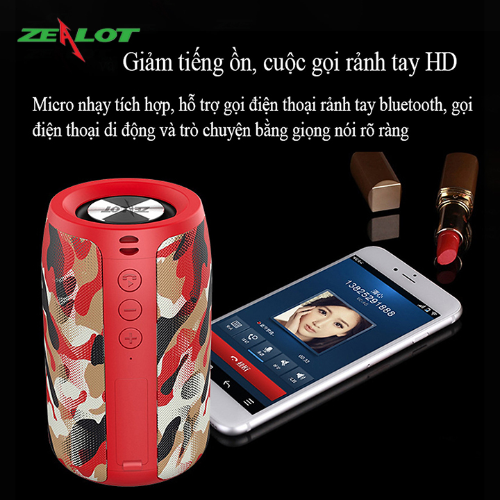 Loa bluetooth Zealot tặng kèm móc khóa chữ 5 Tech nghe nhạc không dây âm thanh siêu trầm hàng chính hãng kết nối ổn định, bluetooth 5.0 dùng cho điện thoại, laptop, PC...