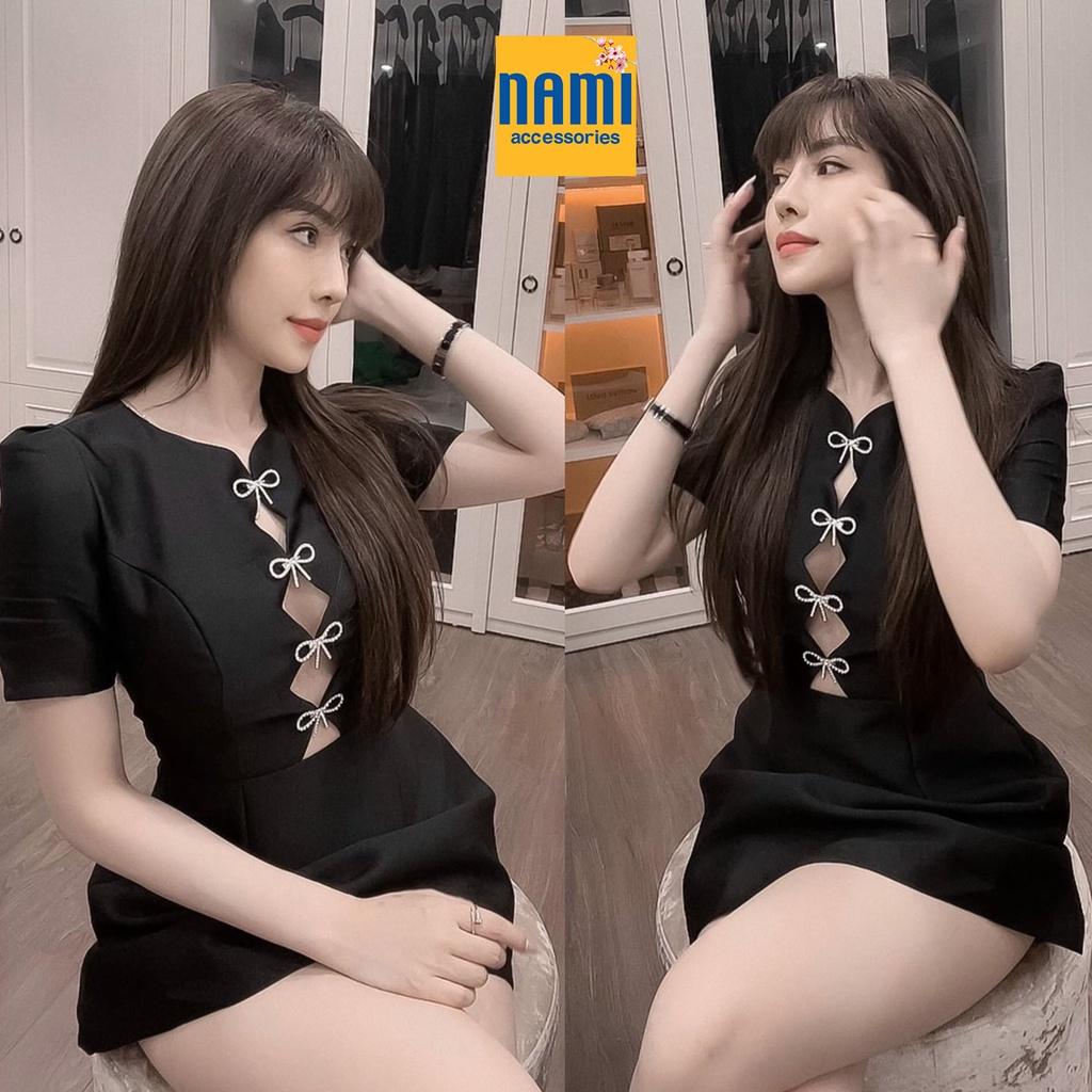 Đầm xoè đính ngực nơ đá cutout lạ mắt sexy gợi cảm - ATNU041
