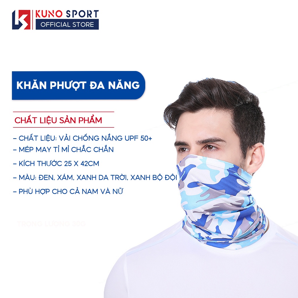 Khăn phượt đa năng KUNOSPORT chống nắng bụi cao cấp, chất liệu vải trơn co dãn nhiều màu lựa chọn