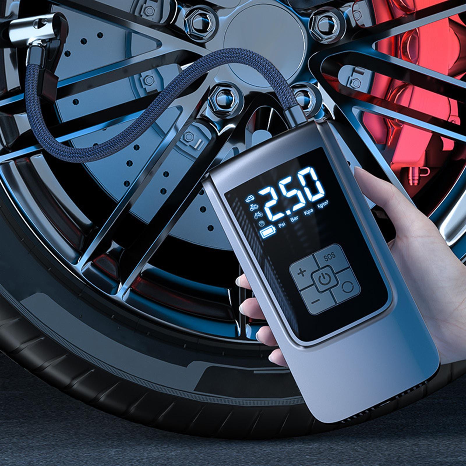 Air Compressor Tire Inflator Tire Pump Fast Inflation Compact Portable Rechargeable Power Bank Electric Pressure Gauge for Bicycles Car