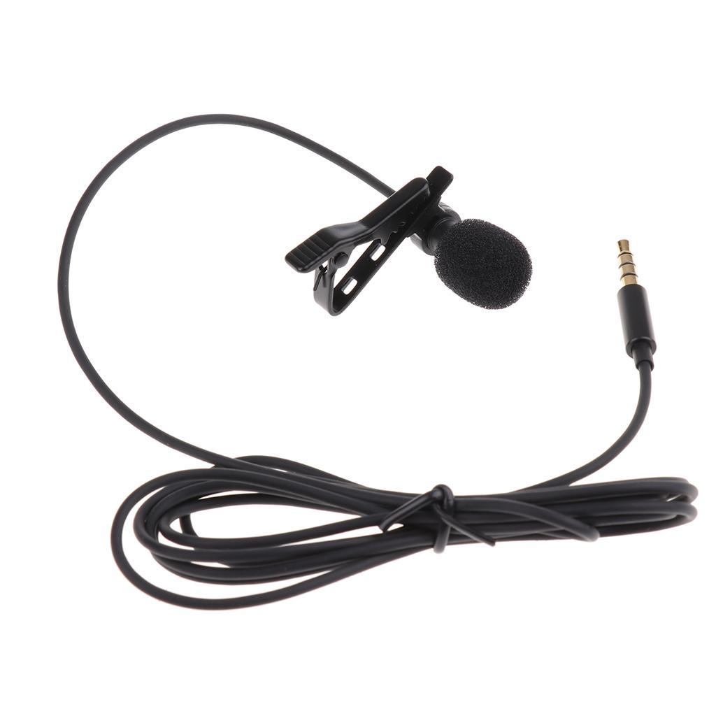 Black 3.5mm Lavalier Microphone with Microphone Adapter Cable for Smartphone