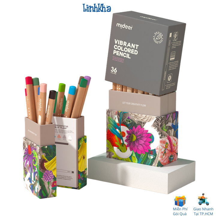 Bộ 36 Bút Chì Màu Cao Cấp Mideer Cho Trẻ Từ 4 Tuổi - Mideer Vibrant Colored Pencil 36 Colors