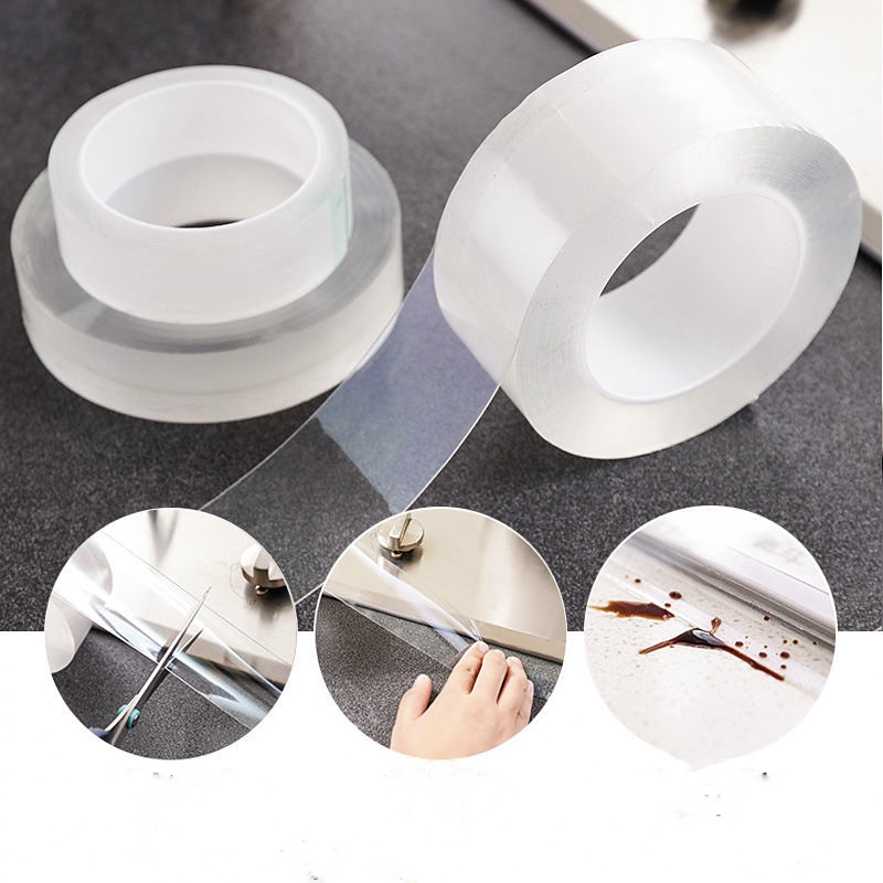 Băng keo 2 mặt Nano siêu dính. siêu chắc chắn. Dính trên mọi vật chất. Có thể tái sử dụng dài 3m rộng 3mm giày 2 ml