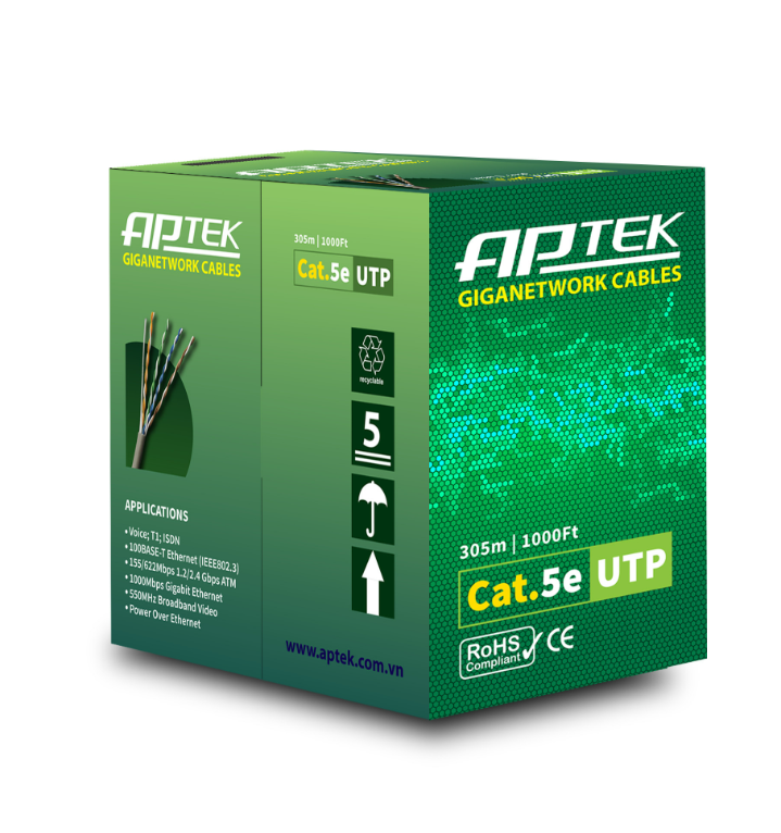 Cáp mạng APTEK CAT5e UTP Copper - Hàng chính hãng