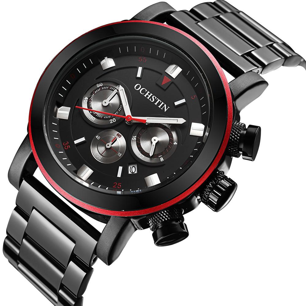 Đồng hộ nam thời trang OCHSTIN Thép không gỉ Chronograph Chống nước Phong cách thể thao + Hộp - Đỏ