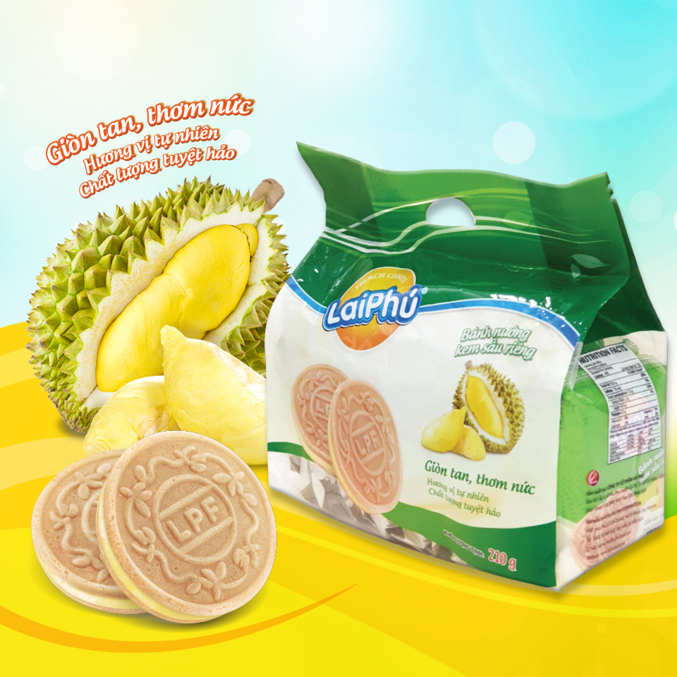 Bánh Cookies Lai Phú Kem Sầu Riêng 210G
