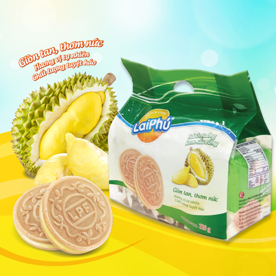 Bánh cookie Lai Phú kem Sầu Riêng 210g