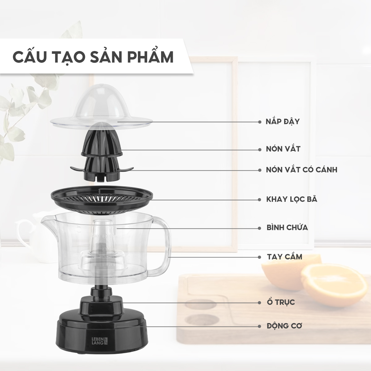 Hình ảnh Máy vắt cam mini Lebenlang LBL3383 công suất 40W, dung tích 500ml, bảo hành 2 năm - hàng chính hãng