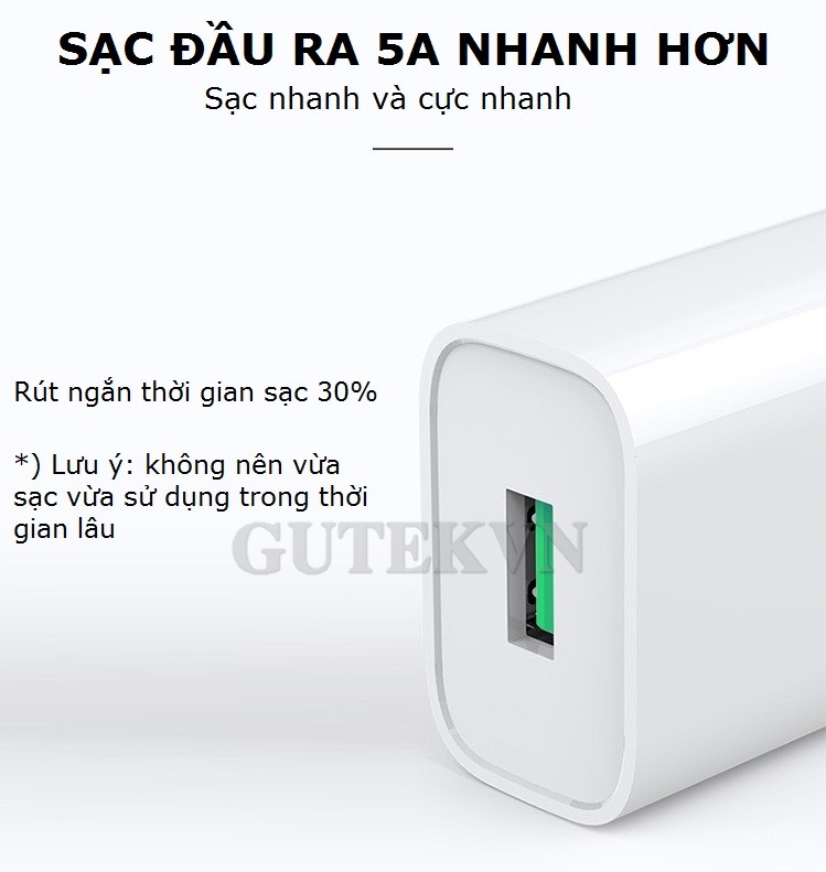 Bộ sạc nhanh 65W dây và củ sạc Gutek Q22 điện thoại tai nghe bluetooth sạc dự phòng an toàn cho thiết bị - Hàng Chính Hãng