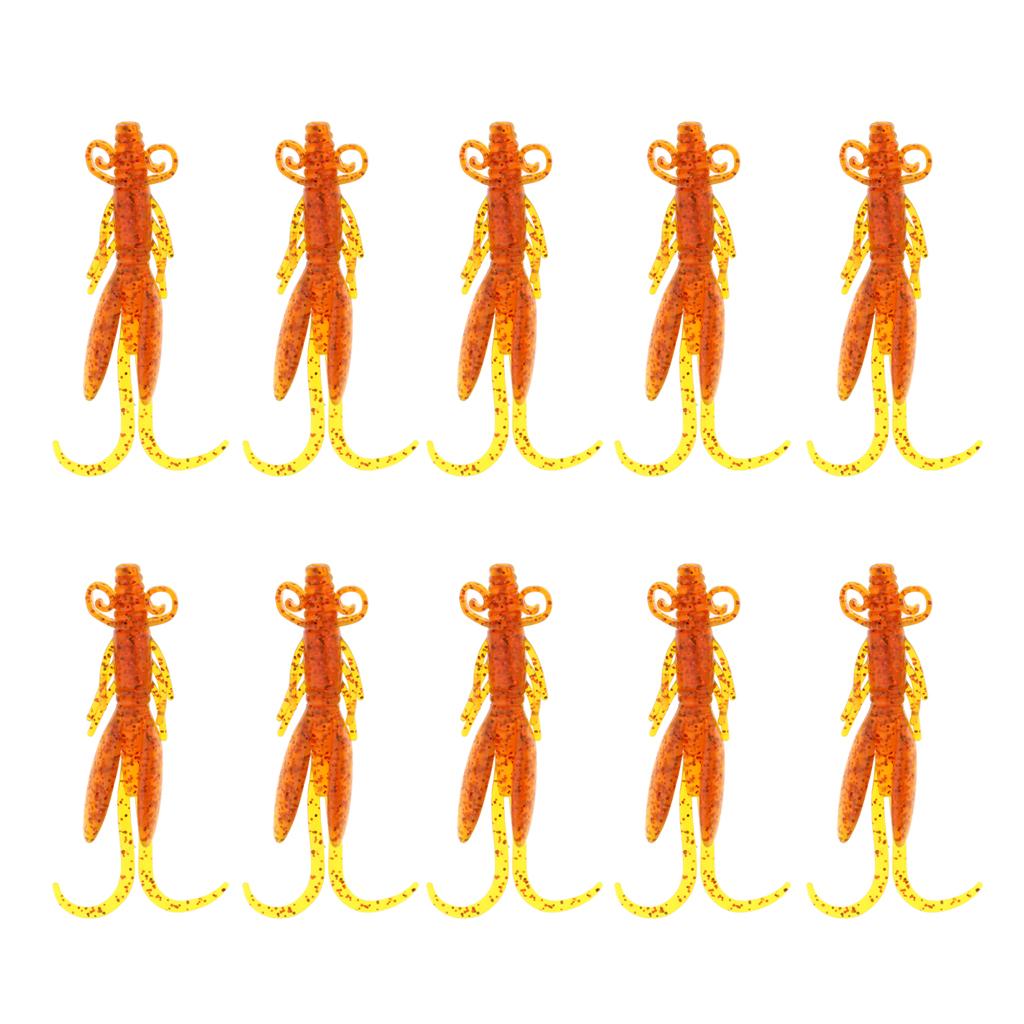 10Pcs Soft Worm Shrimp Fishing Lure Tackle Jig Wobbler Bait Freshwater