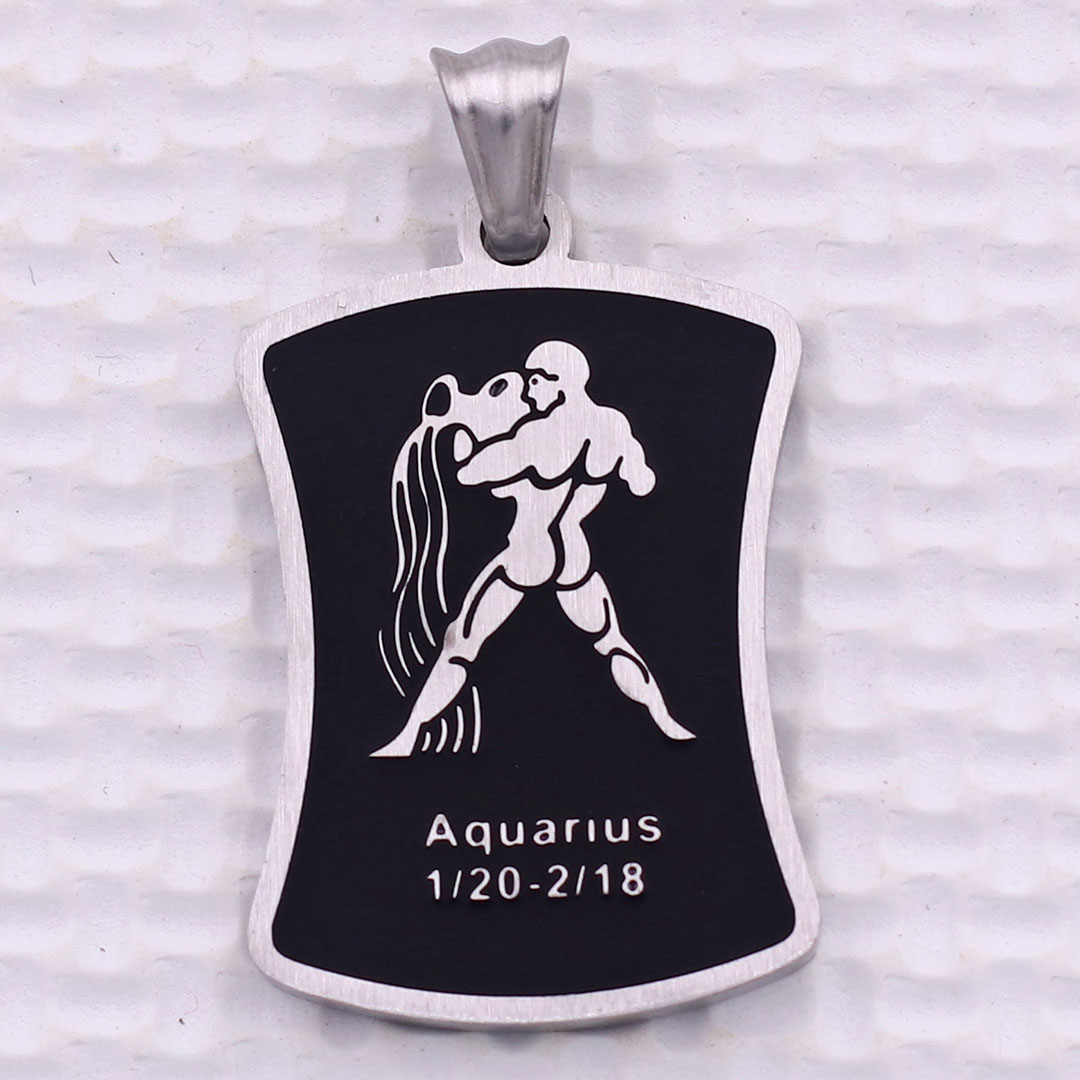 Mặt dây chuyền cung Bảo Bình - Aquarius inox trắng kèm dây chuyền inox trắng + móc inox trắng, Cung hoàng đạo