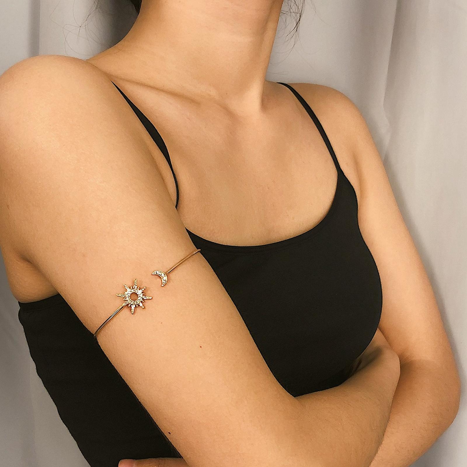 Women Upper Arm Band Armlet Multilayer Bangle Bracelet Jewelry Golden