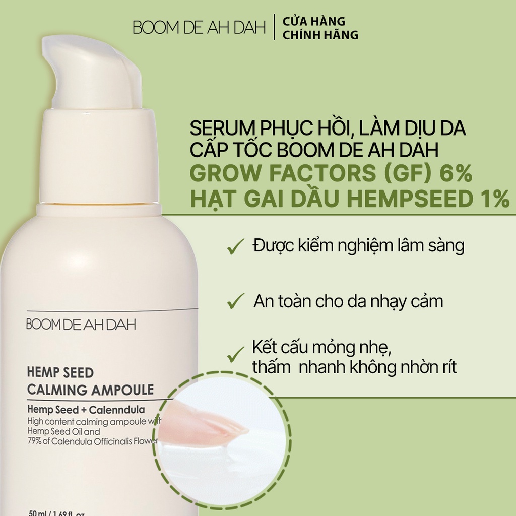Serum Phục Hồi Làm Dịu Da Cấp Tốc Boom De Ah Dah Hạt Gai Dầu Hempseed Calming Ampoule 50ML