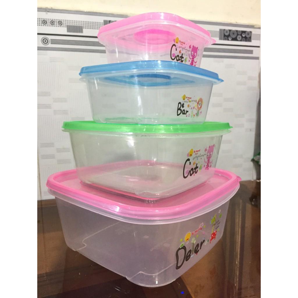 Bộ 4 hộp nhựa đựng thực phẩm đủ size tứ hưng