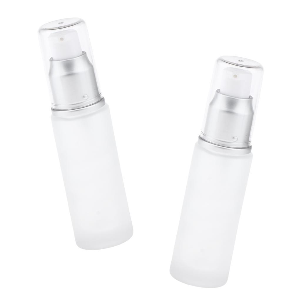 Pack Of 4 Empty Glass Lotion Cream Pump Container & Bottle Travel