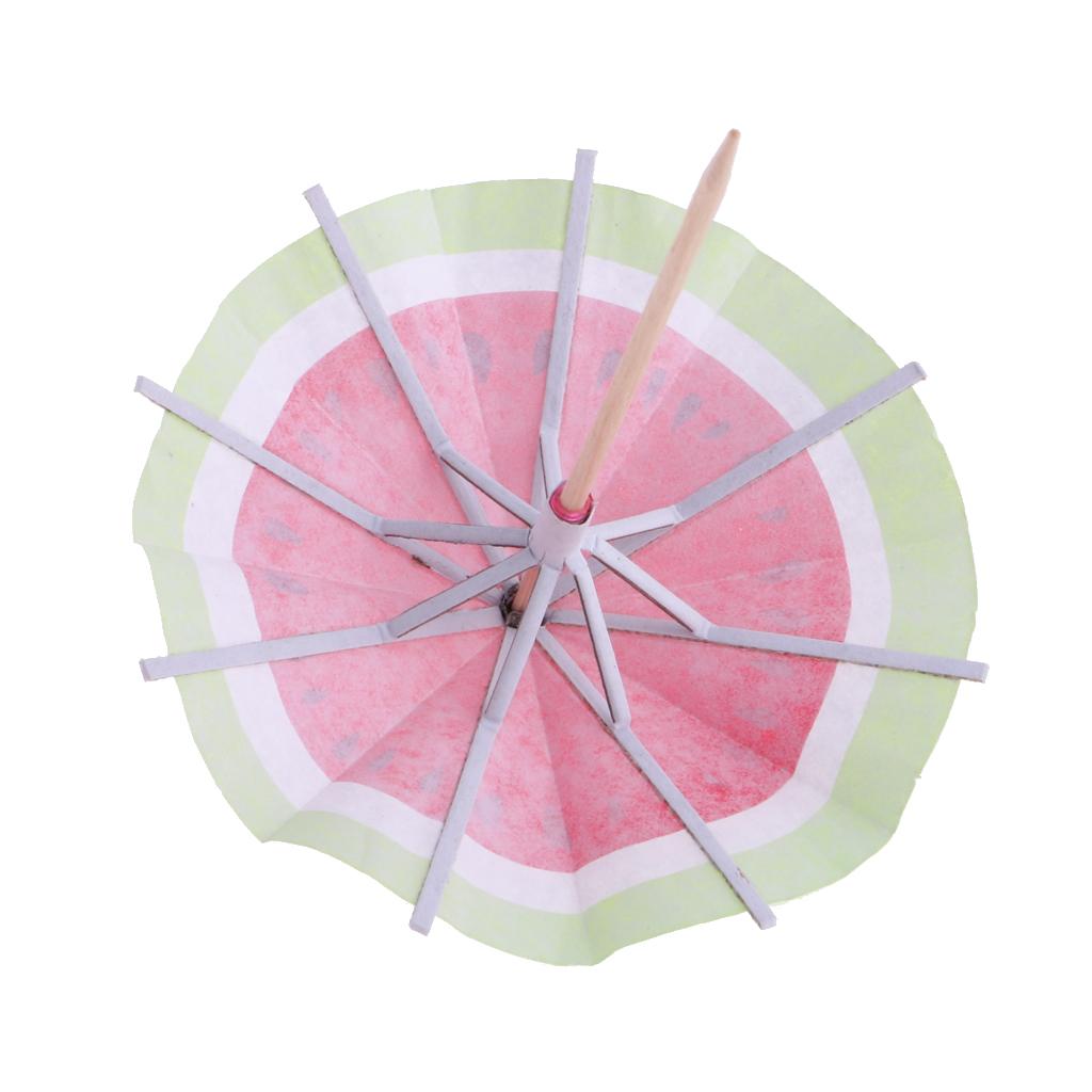 2x140 Pieces Hawaiian Watermelon Umbrella Cocktail Sticks Picks Party Supplies