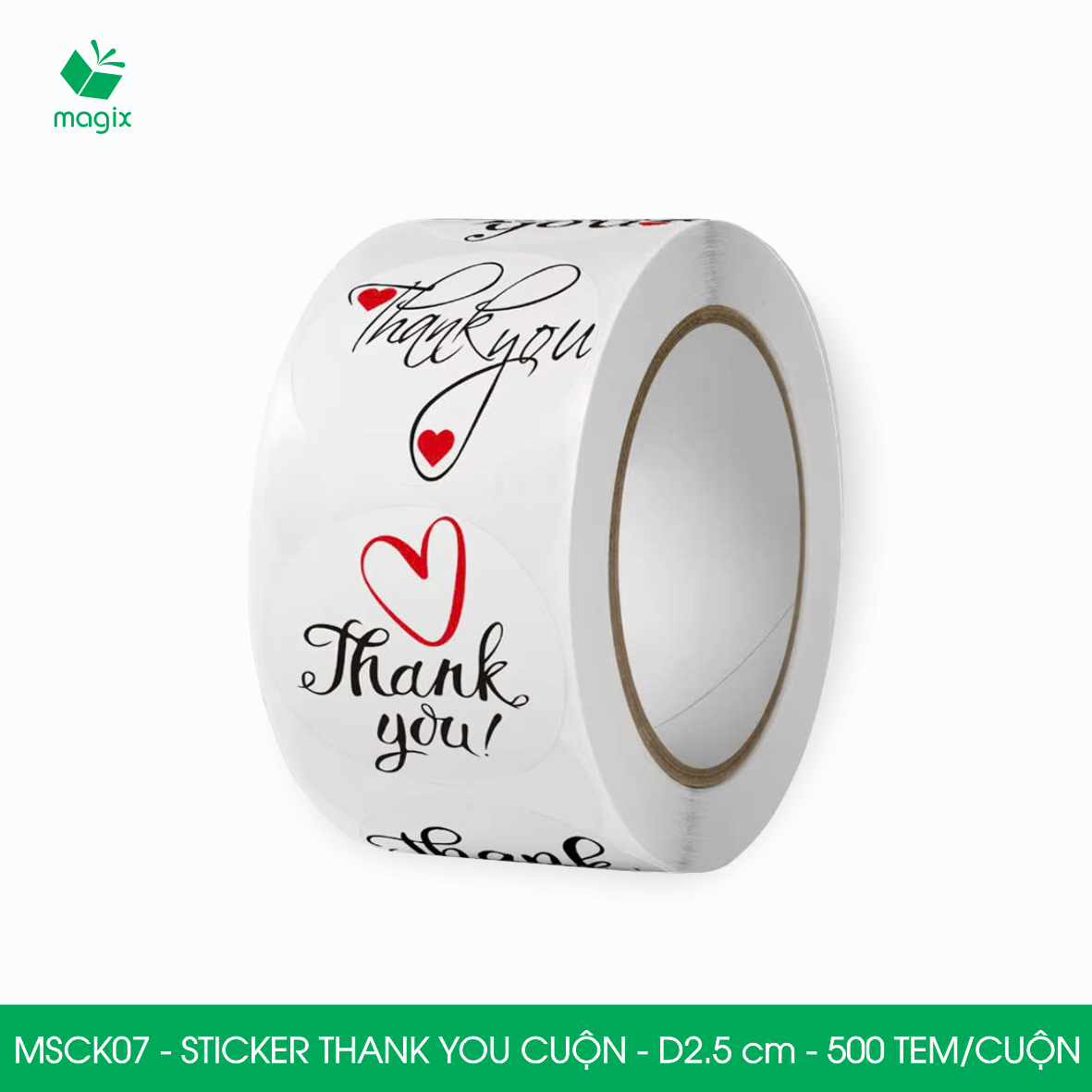 MSCK07 - D2.5 cm - Cuộn 500 sticker thank you tròn, nhãn dán thank you, tem dán cảm ơn
