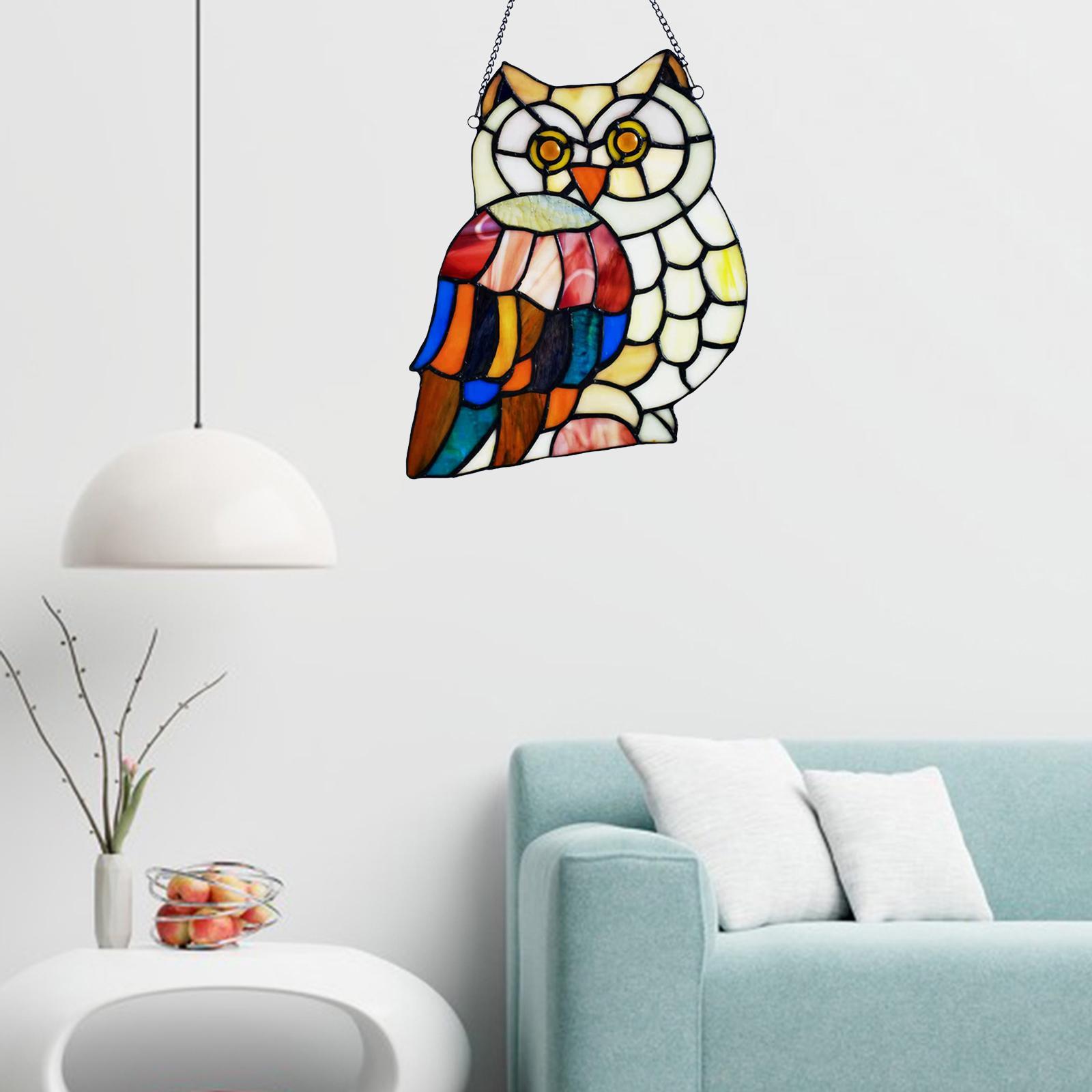 Stained Window Hangings Panel with Chain Owl for window and