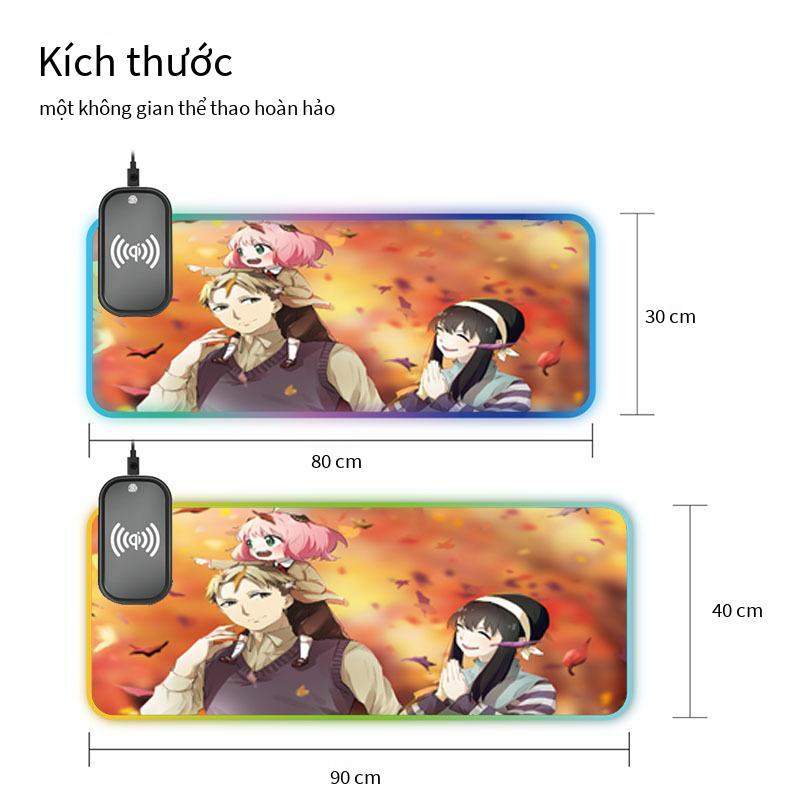 Giá thấp nhất cao su tự nhiên rgb chuột phát quang pad máy tính bàn pad anime spy play house LED ánh sáng ma thuật hướng dẫn sạc không dây