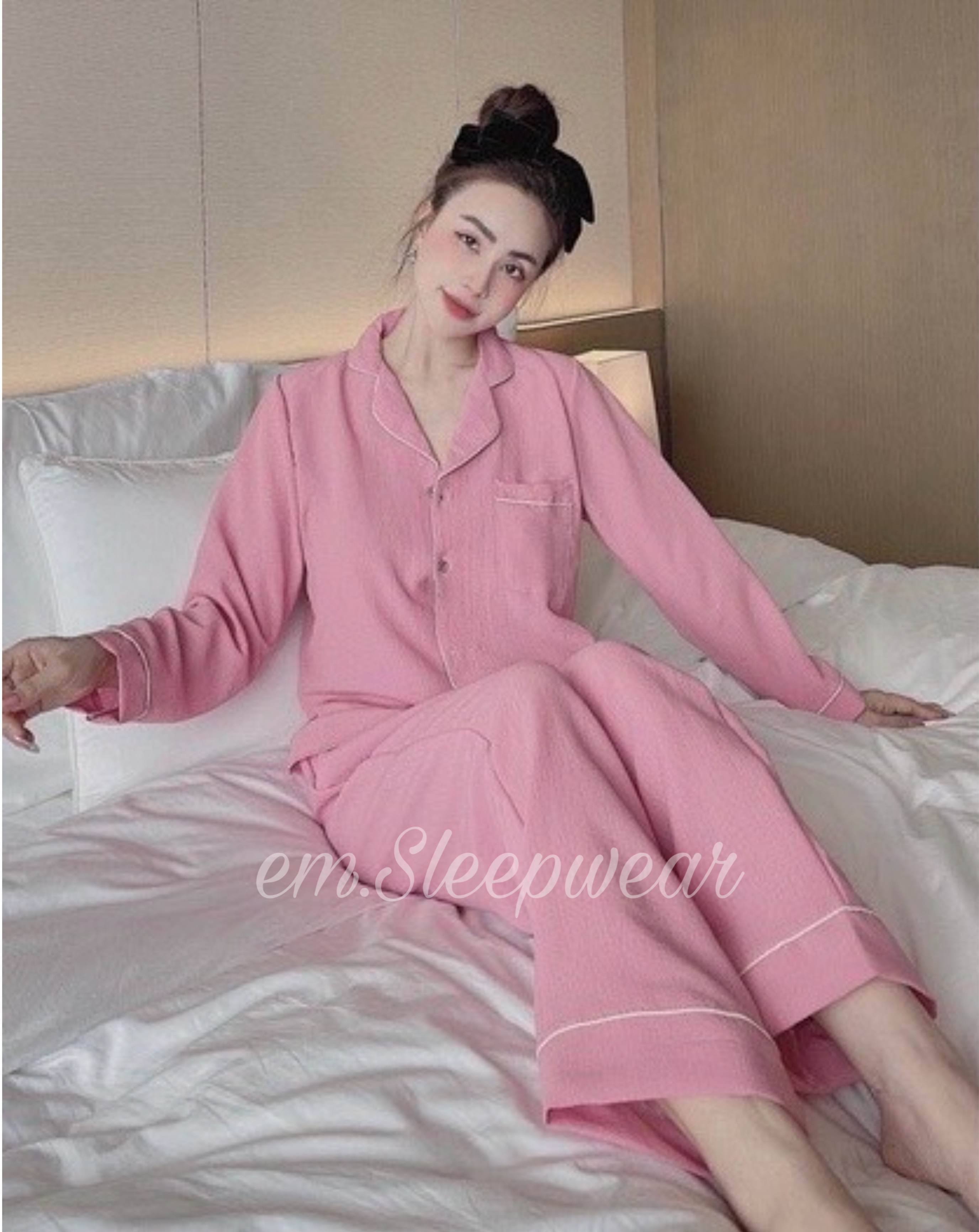 Đồ ngủ nữ Pijama mặc nhà chất liệu xốp đũi áo cộc quần  đùi siêu mềm mịn 