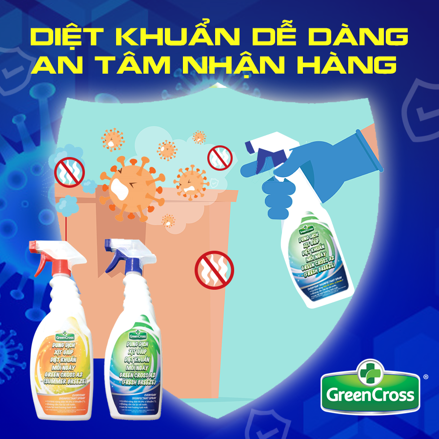 GREEN CROSS PROTECT - Combo 8 chai chai Dung Dịch Sát Khuẩn Tay Nhanh GREEN CROSS PROTECT dung tích 500ml/chai TẶNG KÈM 2 chai GREEN CROSS A2 500ml