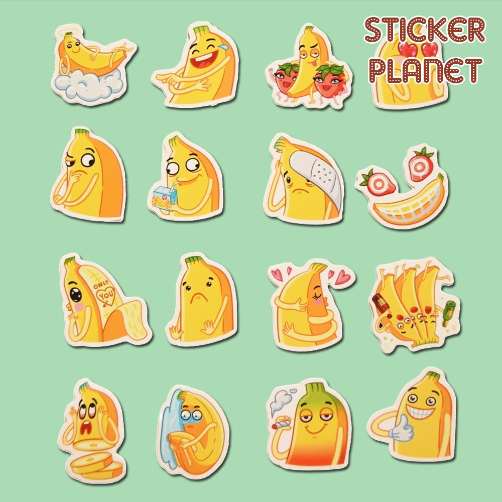 Bộ sticker chuối vàng cute ngộ nghĩnh hài hước trang trí mũ bảo hiểm, đàn, guitar, ukulele, điện thoại laptop