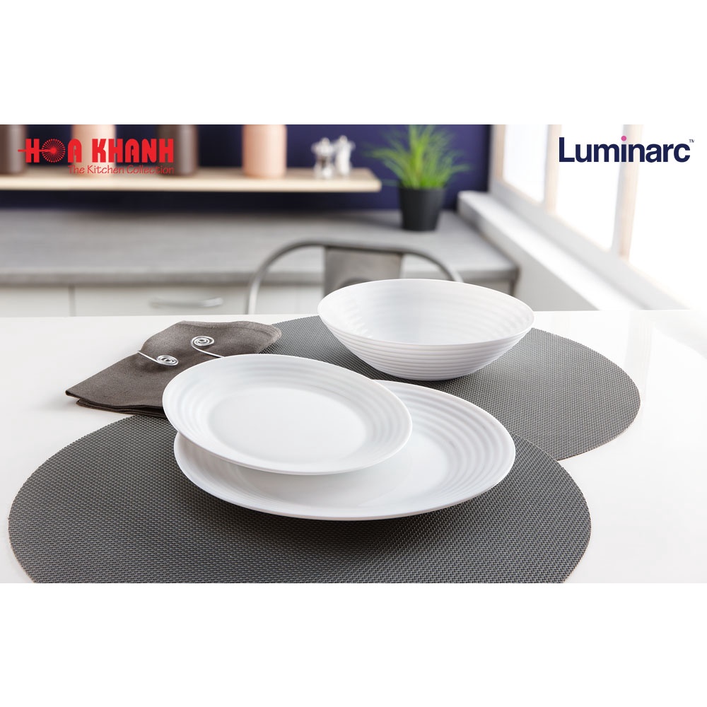 Đĩa Thủy Tinh Luminarc Diwali Harena 19cm đựng thức ăn, cường lực, chịu nhiệt - Bộ 3 đĩa - N5414