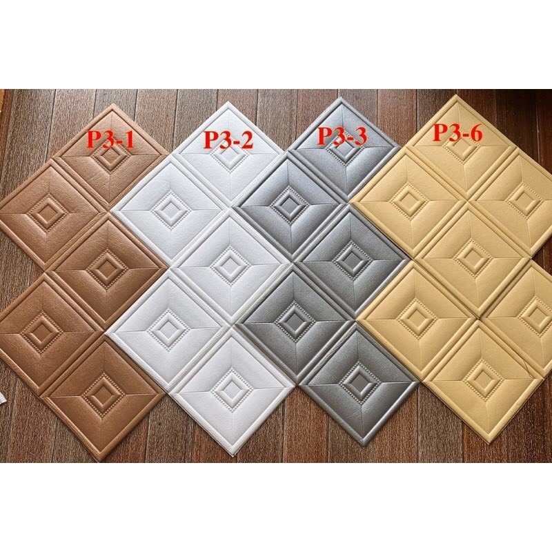 Bộ 5 Tấm Xốp Dán Tường Da Ô Vuông, Da P3, Dày 8mm Cách Âm, Cách Nhiệt