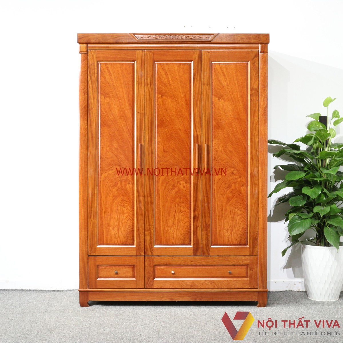 Tủ Áo 3 Cánh Gỗ Hương Đá Cao Cấp Đẹp Giá Rẻ