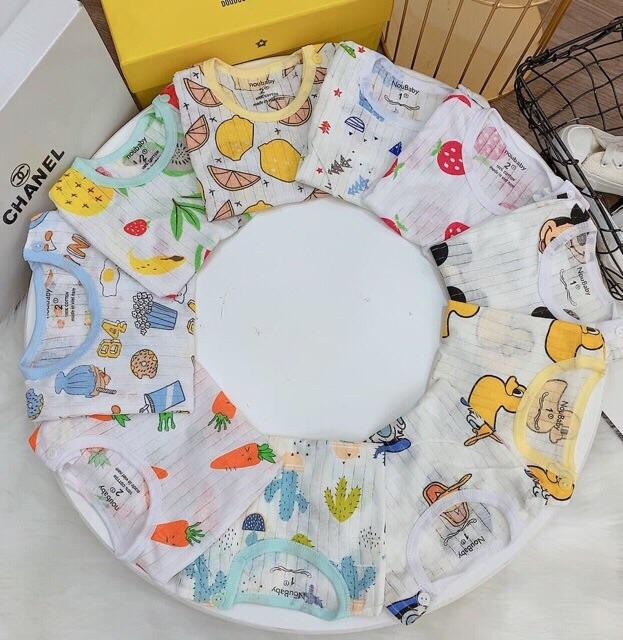 Bộ cộc tay cho bé trai cotton giấy cài vai